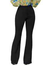 Pantalones largos acampanados de cintura alta con cremallera frontal